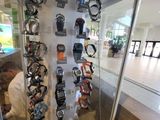 a display case with many watches on it