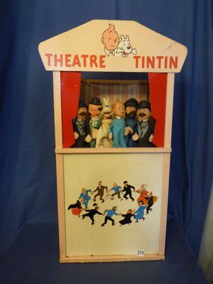 Castelet de marionnettes « Tintin » en bois et carton, avec …