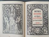 an open book with a picture of a castle on it