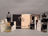 many different types of perfumes in a box