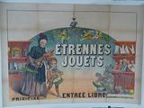 une grande affiche représentant une femme et un enfant dans un magasin