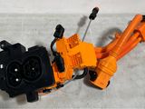 an orange and black power cord connected to an orange and black power cord