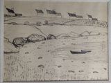 a picture of a drawing of a boat on the water
