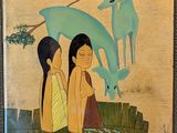 tableau représentant deux femmes assises sous un arbre, avec un cheval en arrière-plan