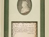 portrait of a man with a crown and a plaque in a frame