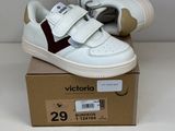 white and burgundy velcro trainers with velcro straps