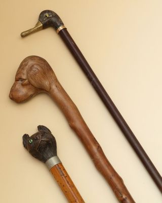 Réunion de 3 CANNES - L'une monoxyle en bois avec pommeau sc… - Photo 1