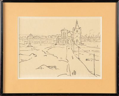 une image représentant un dessin d'une vue de ville