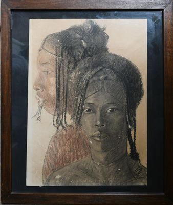 painting of a woman with dreadlocks and a man with dreadlocks