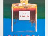 une image représentant une peinture d'un flacon de parfum sur fond bleu