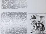 an old book with a drawing of a man and a woman on it