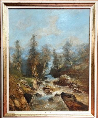 Charles Euphrasie KUWASSEG (1833-1904)" Torrent et arbres en…