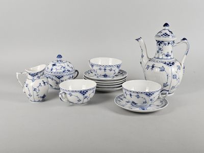 an image of a blue and white tea set with cups, saucers, and a teapot