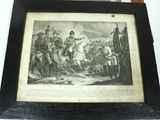 framed picture of a picture of a man on a horse with a sword