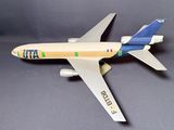 a model of an airplane that is on a table