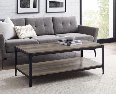 Table basse IRON WALKER EDISON en bois rustique gris et en f…