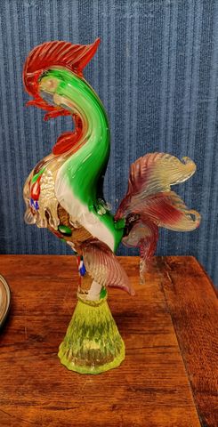 Coq en verre polychrome (manque le bec)