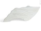 a white sculpture of a shell on a white surface