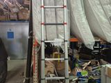 a ladder that is leaning against a wall in a room