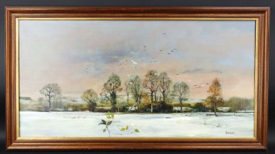 André BERTRAN dit BERTRAN (1929-2003): "Paysage d'hiver", hu…