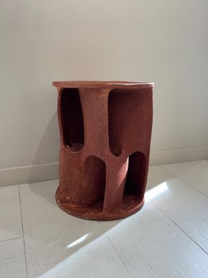 Guy BAREFF (1942) Table sculpture lumineuse en terre cuite S…