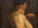 an image of a painting of a man holding a knife in his right hand