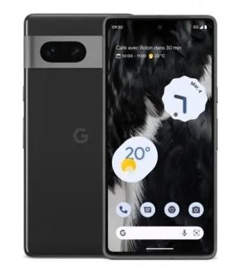 Le téléphone Google Pixel est présenté à côté d'une photo de chien