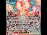a close up of a pokemon card on a stand