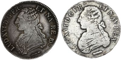 une pièce d'argent sur laquelle figure une femme, surmontée d'une couronne