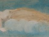 tableau représentant une femme allongée sur un nuage, la tête baissée