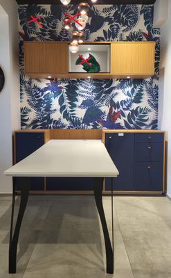 Bureau bleu : Meubles en bois stratifié finition placage boi…