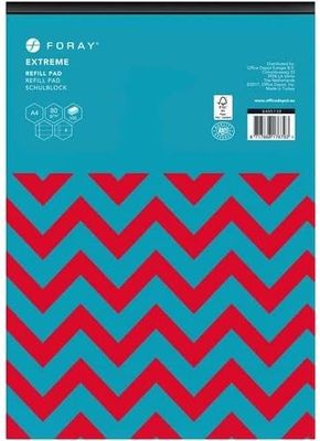 foray xtreme a4 notebook, red and blue chevrons