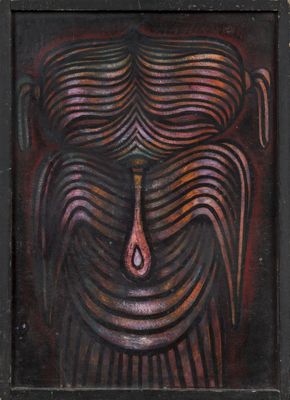 an image of a painting of a man ' s face with a tear coming out of it