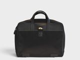 a black briefcase with a handle and two handles on a white background