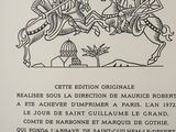 an old book with a drawing of two men on horses