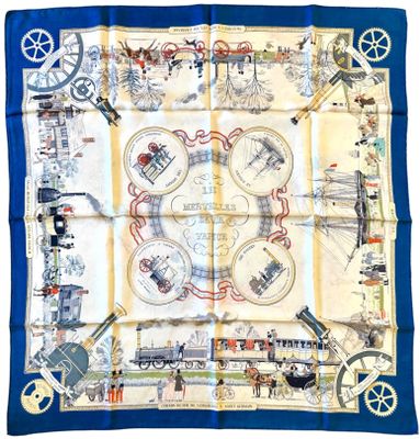 HERMES Paris Carré en twill de soie imprimée titré « Les Mer… - Photo 1