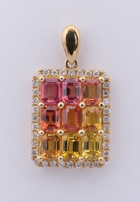 Pendentif en or jaune 750 °/.(18K) 2g20 ornée de saphirs Tra…