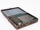 a box with a set of forks and spoons in it