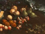 painting of a still life of fruit and vegetables on a table