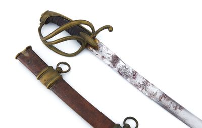 une épée d'aspect très ancien, dotée d'une très longue lame