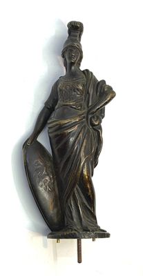 Elément d'ornementation en bronze patiné figurant Minerve.