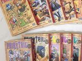 a lot of books that are on the table