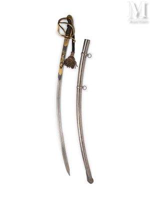 a pair of swords with a wooden handle and a metal handle