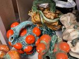 many different types of pumpkins on the table