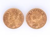 two gold sovereigns, one of which is a sovereign and the other of which is a sovereign
