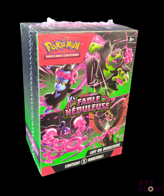 un gros plan sur une boîte du jeu de cartes à collectionner Pokémon