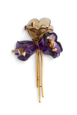 Clip "Bouquet de fleurs" Améthystes et citrines