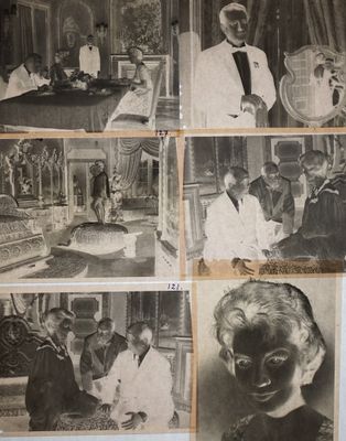 quelques vieilles photos en noir et blanc représentant des hommes et des femmes en tenue de cérémonie