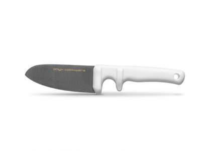 une photo d'un couteau de cuisine à manche blanc