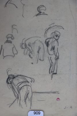 ADLER Jules (1865/1952) - "Etude dans les champs", dessin au…